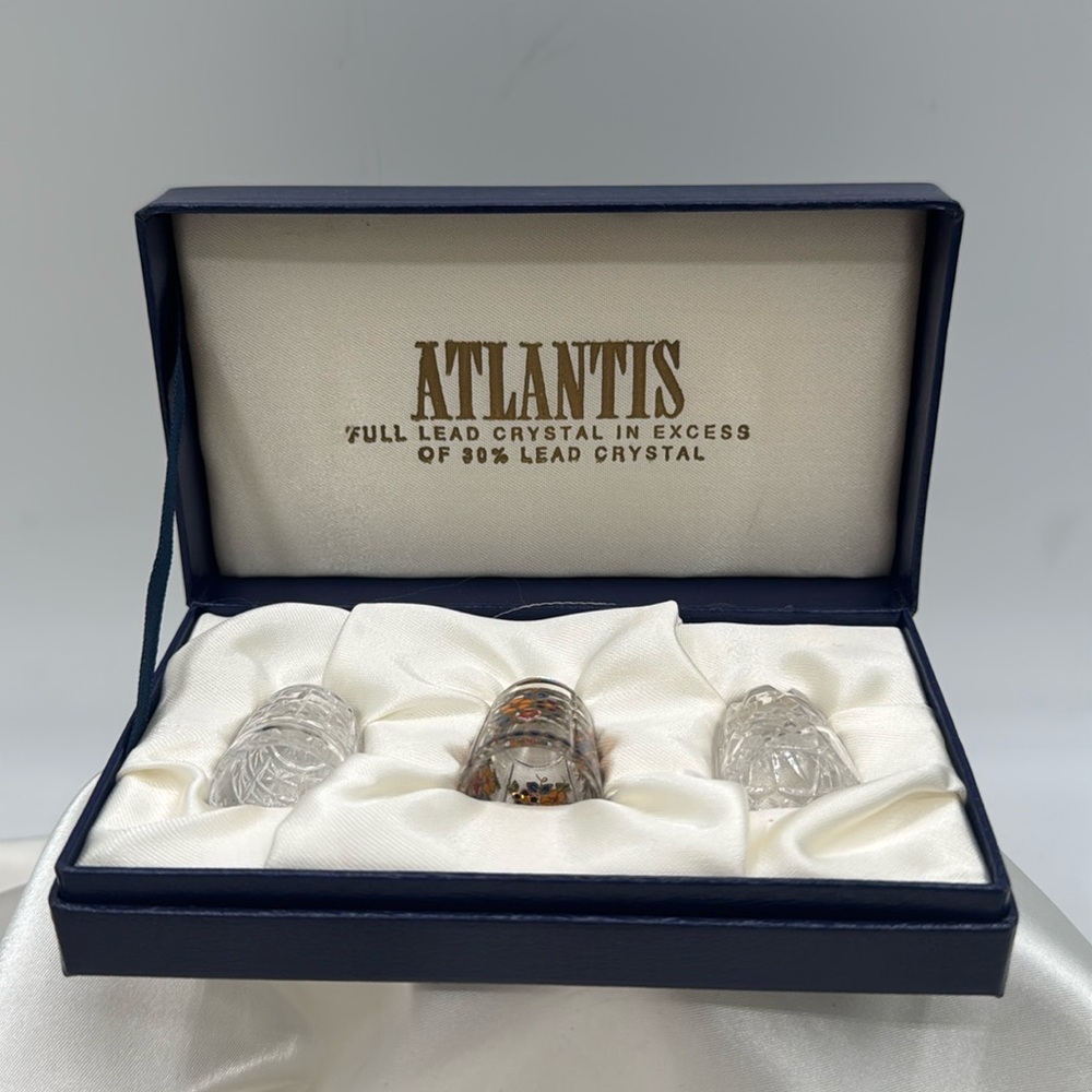 AtlantisThimble Collection set of 3, Crystal Thimbles, One is Hand Painted.